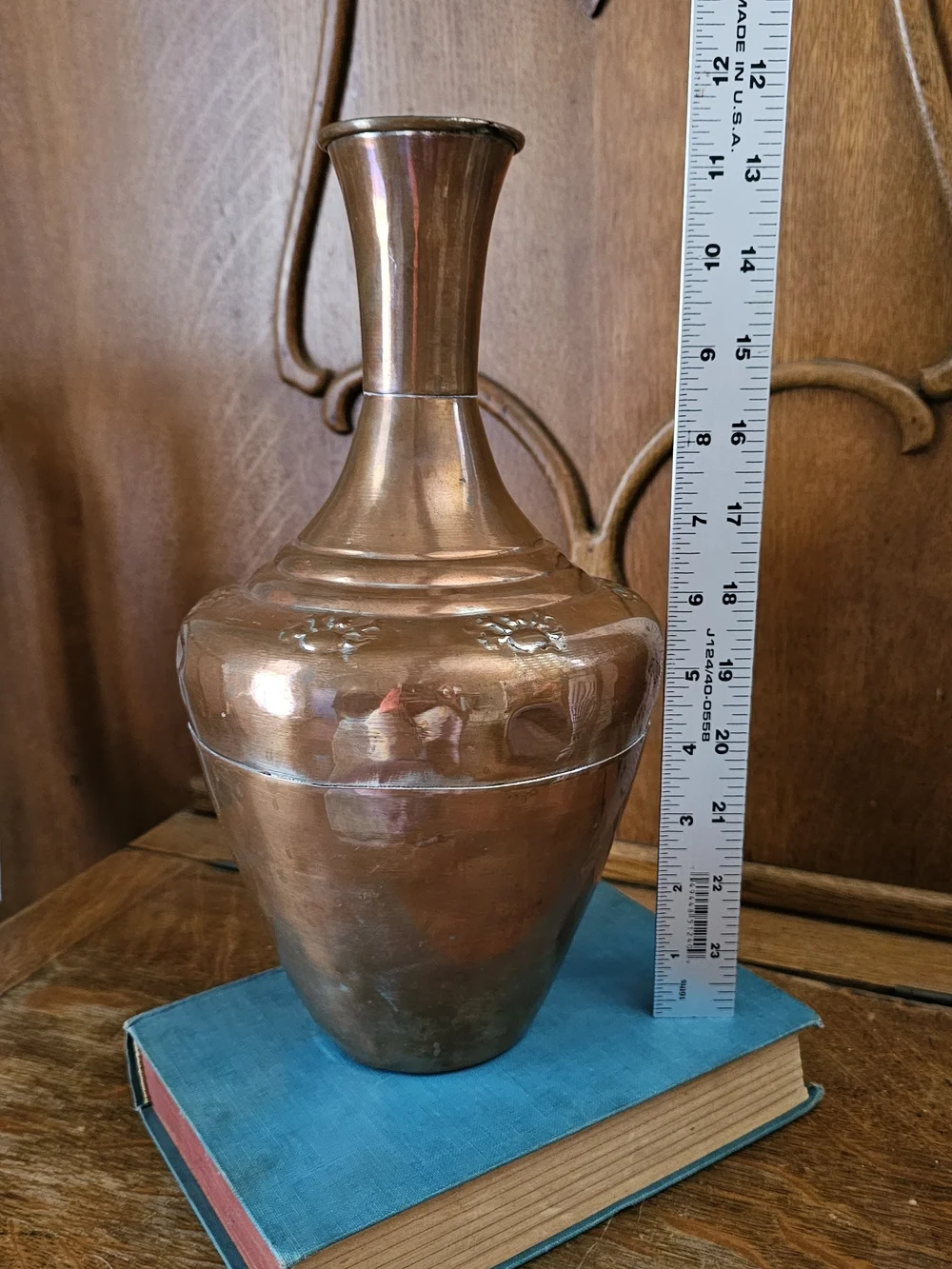Vintage Hand Hammered Copper Vase M. Kamp Bursa Turkey 10